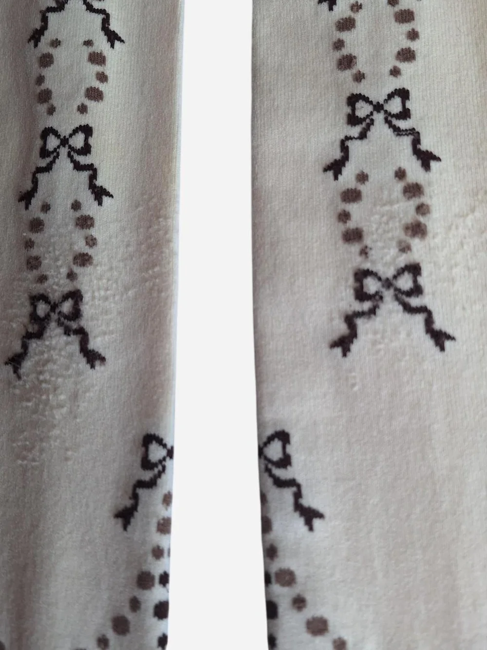 Innocent World Brown Dot Garland Bow OTK Socks | Classic Lolita